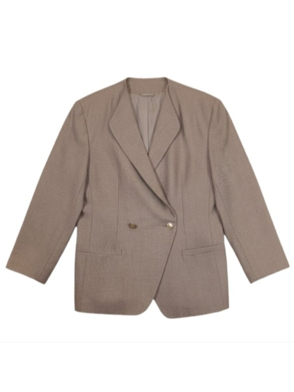 Vintage Michelle Brett Pure Wool Wrap Blazer Womens Plus Size 16 Tan Neutral
